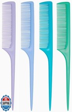 4 Pcs Rattail Combs for Women -Fine Tooth Styling Comb with Ergonomic Handle,