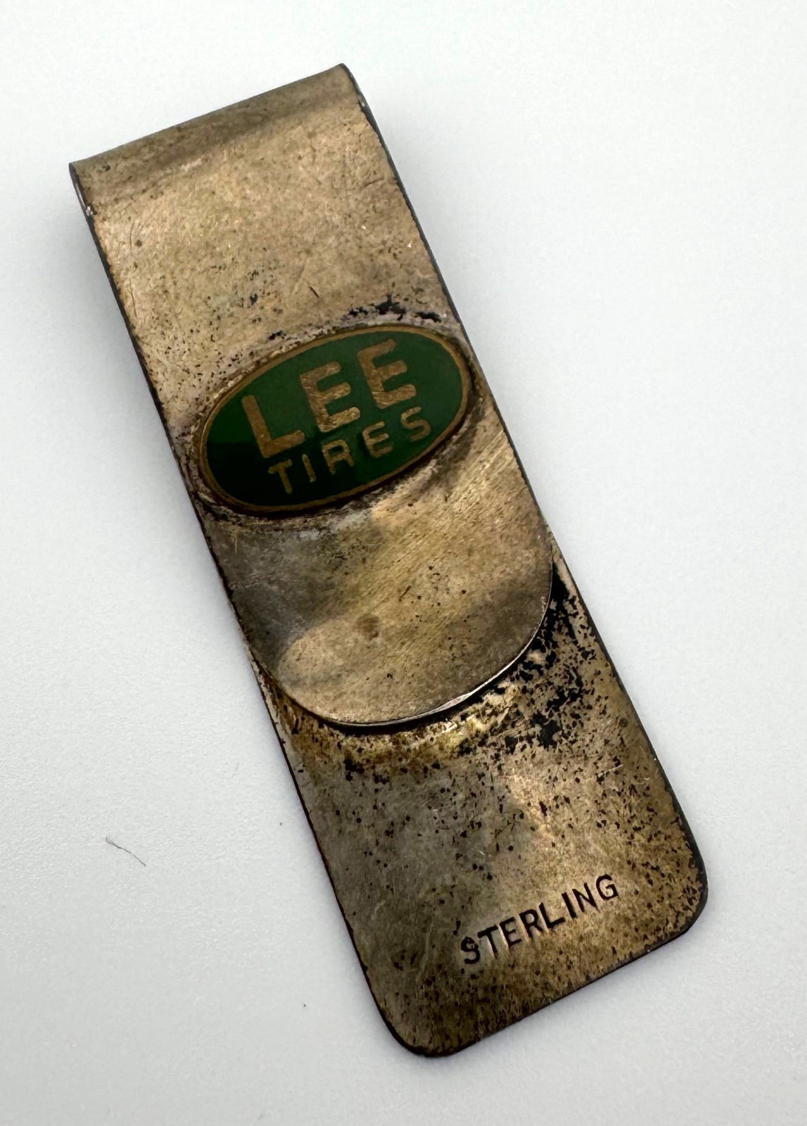 Advertising Money Clip Lee Tires Sterling Silver Vintage 15.5g-image