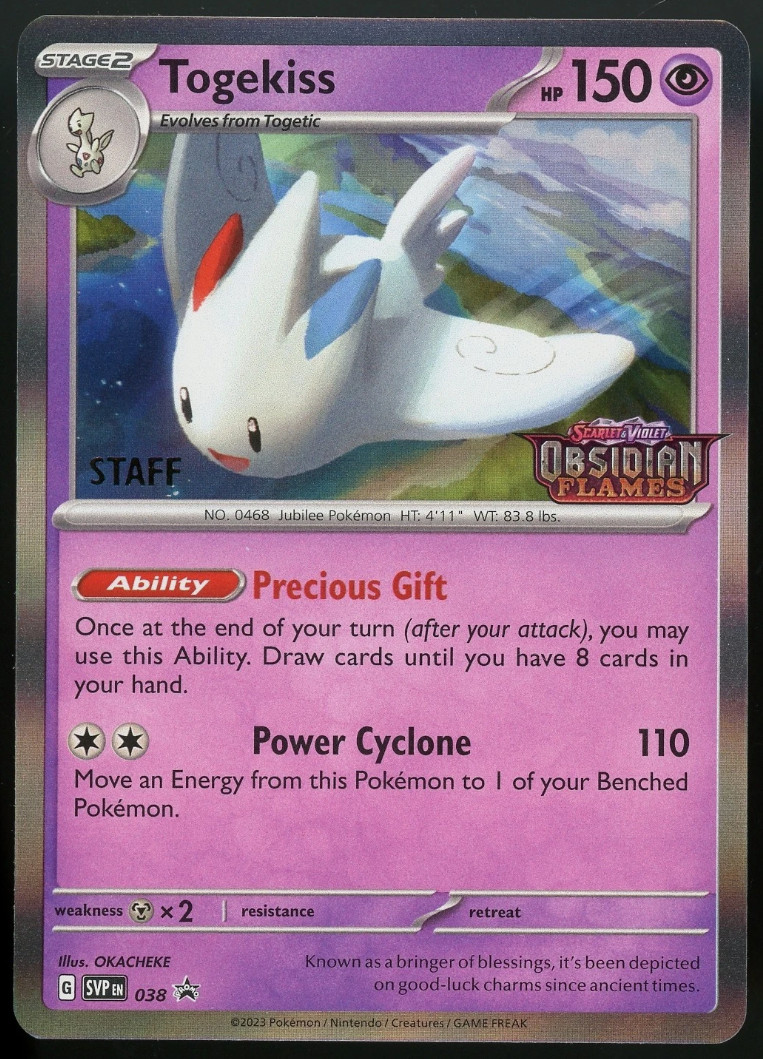 Togekiss - SVP038 - Pokemon Scarlet & Violet Promo STAFF STAMP Card NM