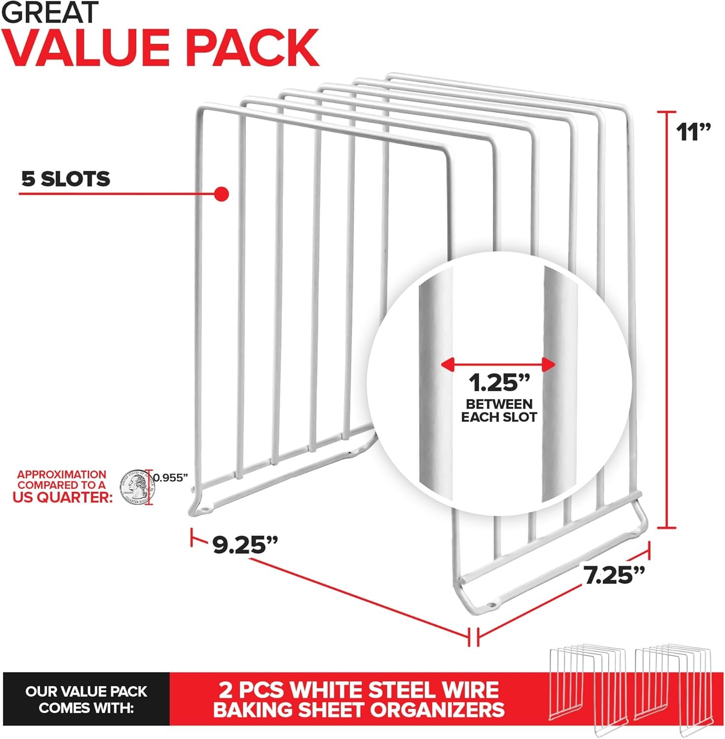 2-Pack Extra Tall Steel Baking Pan Organizer Rack – Sheet & Muffin Holder