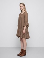 Sassybling Boho Crinkle Flounce Tunic Dress Earth Tone Whimsigoth Cottagecore M