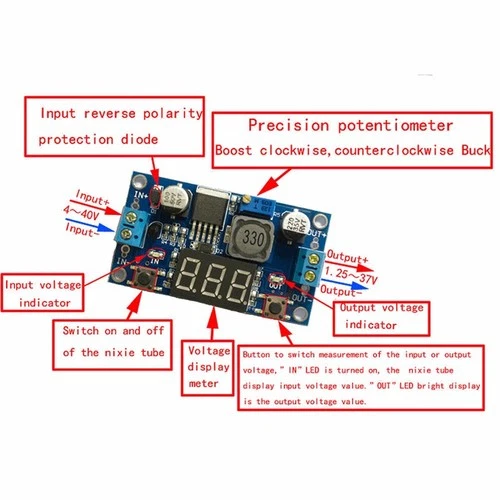 Voltage Regulator Step-down Power Converter DC 4~40V LED Voltmeter Multimeter