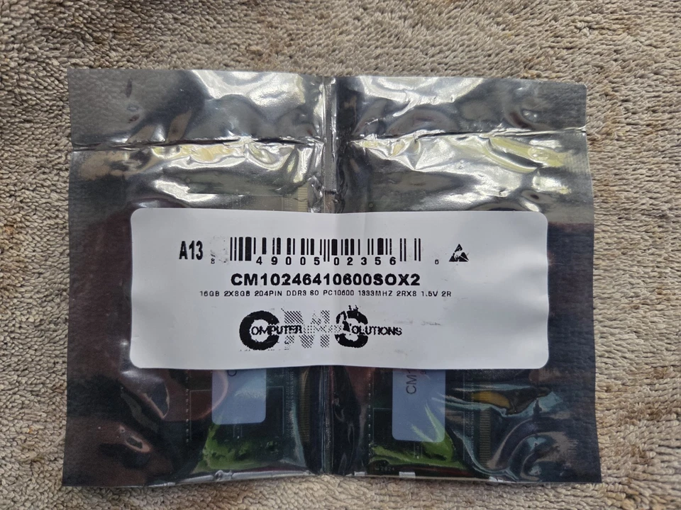 Soluciones de memoria de ordenador 16GB 2X8GB 204pin ddr3 80 PC10600 1333mhz 2rx8 1.6v 2r Foto 2 de 4