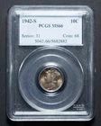 1942-S Mercury Dime PCGS MS66 Pastel Toned