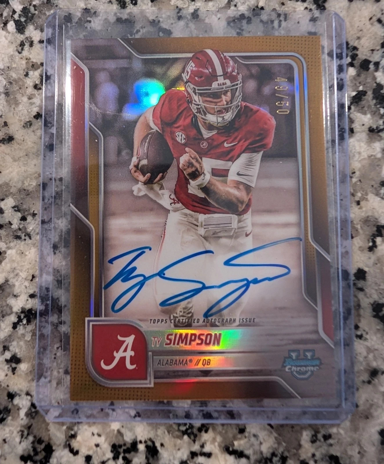 2025 Bowman University Chrome BCA-TS Ty Simpson Gold Refractor AUTO /50 Alabama
