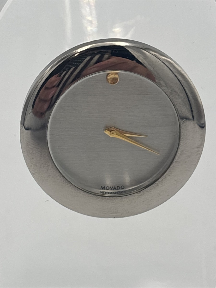 Movado Museum Crystal Desk Shelf Clock Japan 4