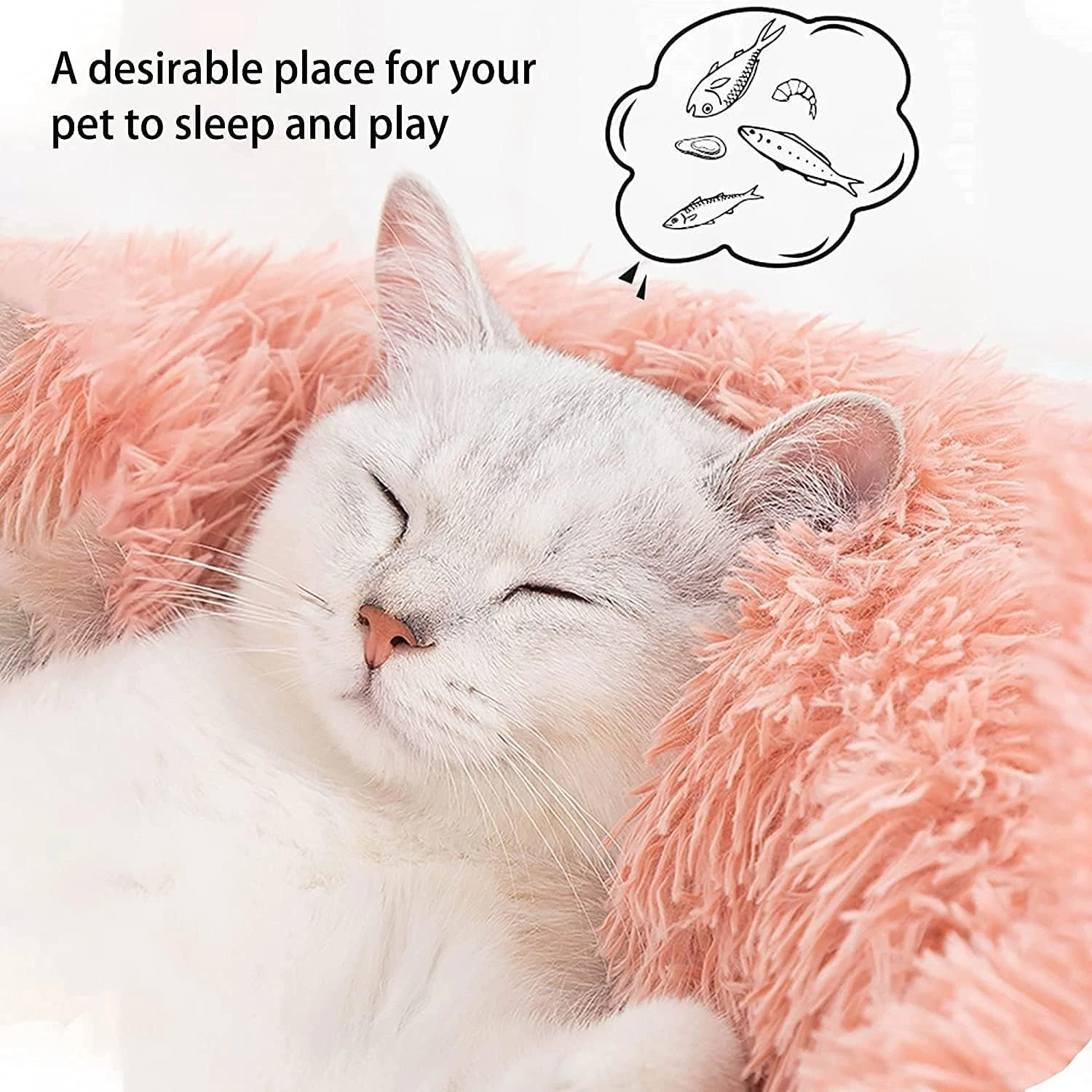 Cat Bed for Indoor Cats Washable 20 24 Inches Fluffy Faux Fur Comfort Dog Bed