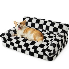 BFPETHOME Large Dog Couch Bed, Cute Pet Sofa with Non-Slip Bottom, Checkered ...