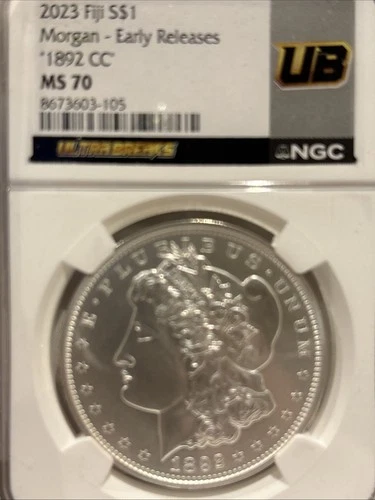 2023 Fiji Silver Dollar Morgan Early Release 1892 CC MS 70 Ultra Break