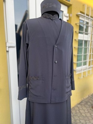 Orthodox set of vestments: cassock, waistcoat, skufia (dark gray color)