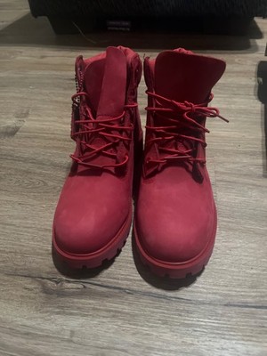 Timberland 6-Inch Waterproof Boot in Red, Size 10M, Genuine Leather Upper, Made