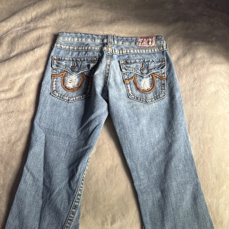 Y2K True Religion Low Waist Joey Big T Flare Leg Women Jeans Sz 30 VTG RARE - Image 4 of 4