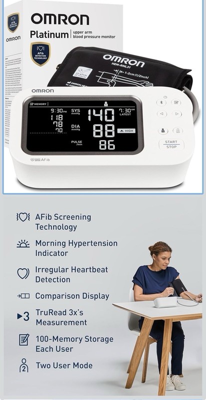 Omron Platinum BP5450 Upper Arm Digital Monitor AFib Screening Bluetooth