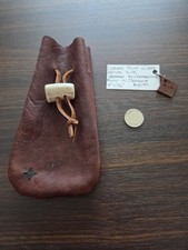 Brown Leather Pouch w/ Deer Antler Slide