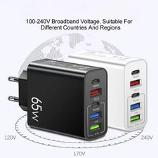 65W 5 Multi-Port Fast Quick Charge USB Hub Mains UK Plug Adapter Wall Charger