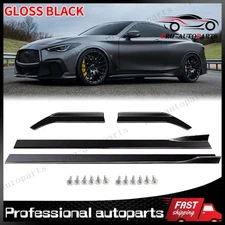 Gloss Black Side Skirts and Rear Side Splitter Lip For INFINITI Q50 14-17 18-22