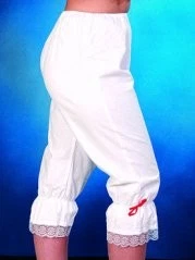 PANELIZE® Leinenkniehose weiß Damen Pumphose Mittelalter Rüschenunterhose