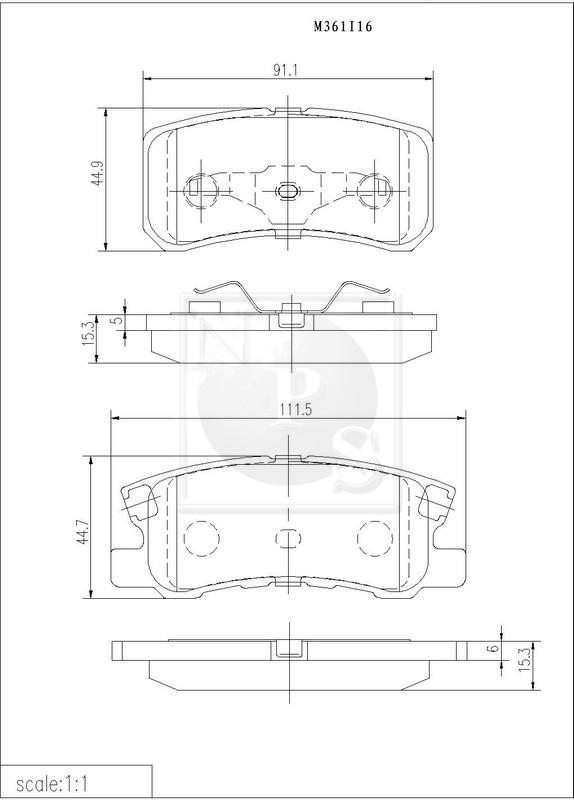 Plaquettes de frein arriere NPS M361I16 MR510544 4605A265 BAIC