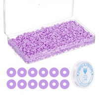 4000 StüCk Tonperlen Armband Bastelset, 4Mm Flache Runde Perlen, Helllila