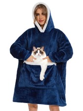 Wearable Blanket Hoodie,Oversized Cat Lovers Sweatshirt Blanket for Adult T...