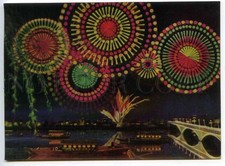 263470 Feuerwerk in China ALTE 3-D Lentikular Postkarte