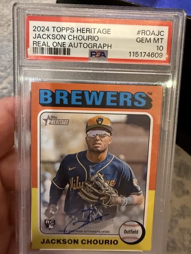 JACKSON CHOURIO 2024 Topps Heritage RC Real One AUTO Autograph PSA 10 10 Rookie