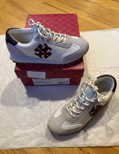 Tory Burch Vintage Nylon Leather Sneaker 6.5 M Ivory/Paprika 238 Authentic NWB