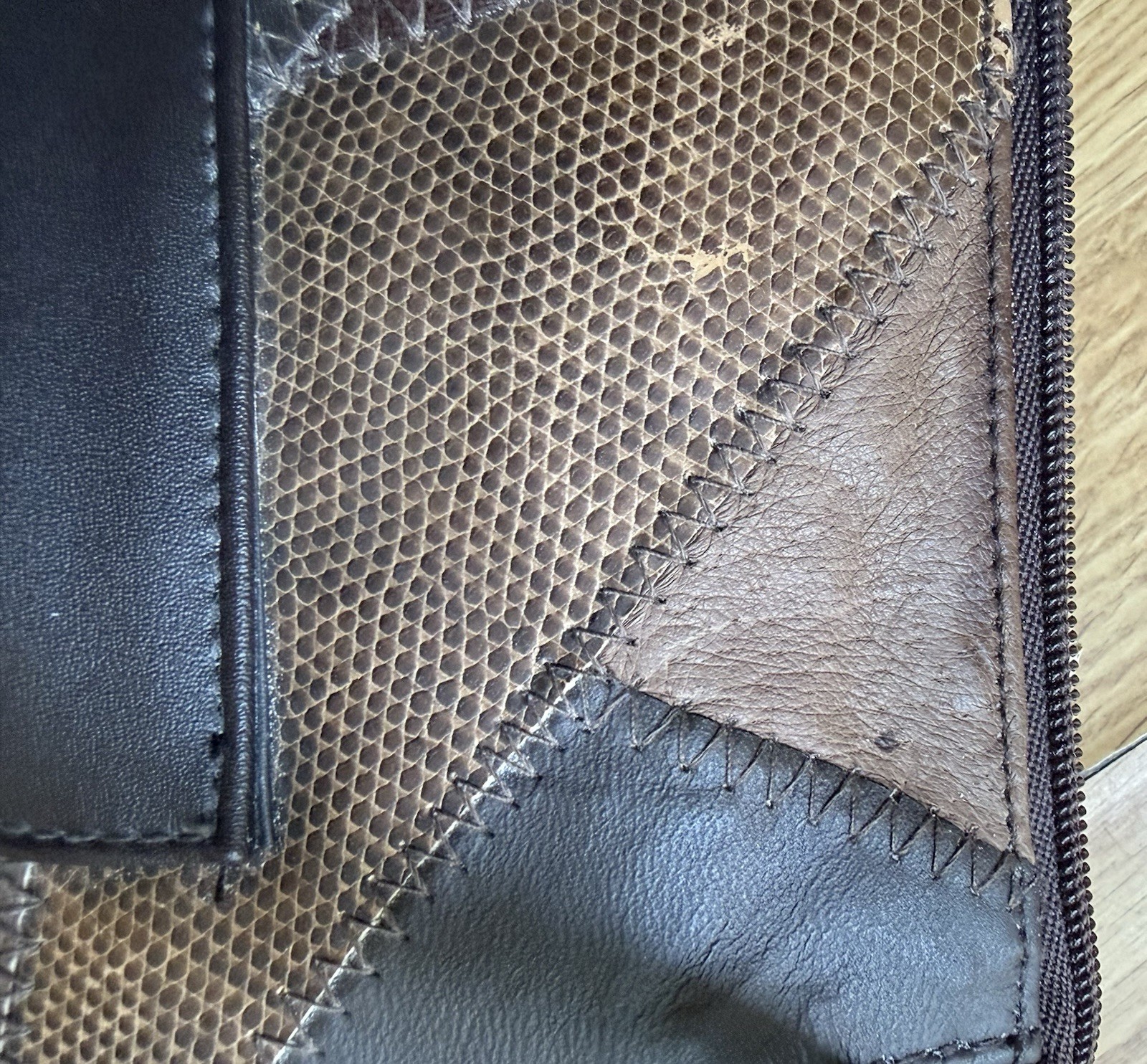 Genuine Leather Patchwork Boho Crossbody Bag Brow… - image 11