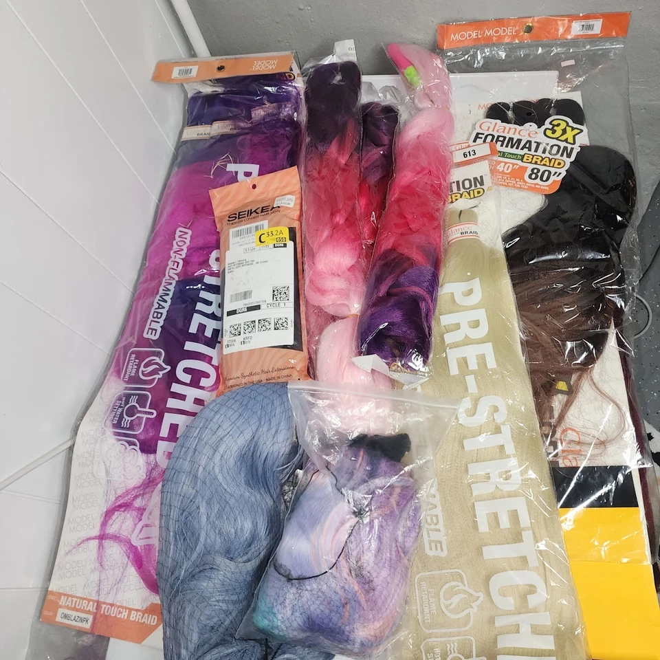 Lote de Extensión de Cabello Paquete Color Azul Arco Iris Rubio Rosa NUEVO\Ligeramente Usado Foto 4 de 4