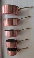 Vintage Set (5pcs)  Heavy Saucepan Copper high quality Brass Handles Cookware