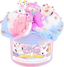 Pink Cow Cloud Slime, Scented Slime with Cute Donut Cow Charms and Rainbow Cl...