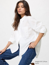 New Uniqlo 100 Cotton Oversized Shirt Women Men White, Size M S L
