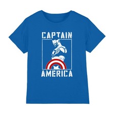 Image of Captain America Stencil Boys T-Shirt 7-13 Years, Royal