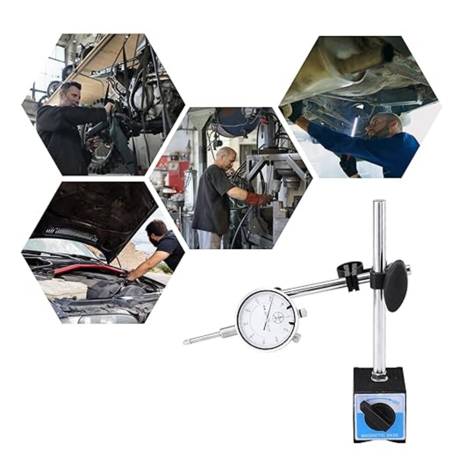 Dial Indicator with Magnetic Base Holder Differential Backlash Gauge 0-1.0 Test