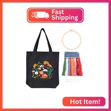 MAMUNU Canvas Tote Bag Embroidery Kit with Pattern for Beginners, Arts and DIY C