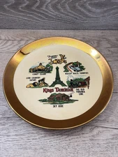 VTG 1970s KINGS DOMINION Plate SCOOBY-DOO Sky Ride Wacky Races Gold Tone Trim