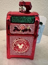 Disney 2024 Mickey  Minnie Mailbox Glass Holiday Christmas Ornament New