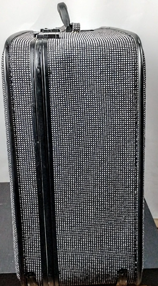 Mala de tweed vintage Skyway com rodas preta branca 30" bagagem com trava combinada - Imagem 3 de 4