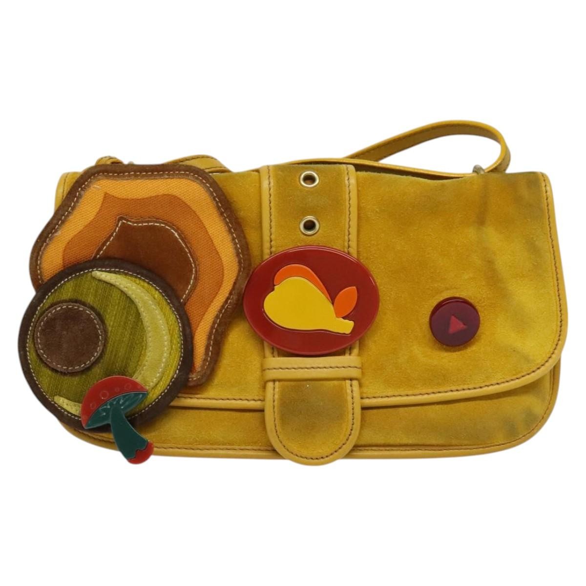 Miu Miu Shoulder Bag Suede Leather Yellow Auth 116150 | eBay
