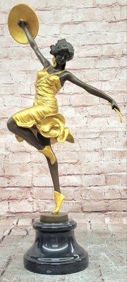 Art Deco Gold Painted Bronze Roman Dancer by Claire Jeanne Roberte Colinet Statu