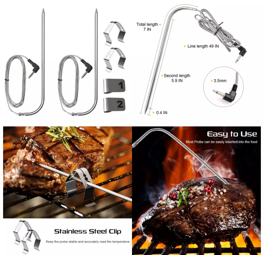 Meat Probe Compatible with All Traeger and Pit Boss BBQ Grills - 2