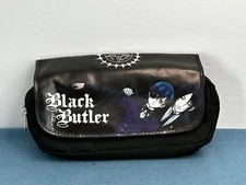Black Butler Pen Pencil Case • Zip Make Up Utility Storage Bag Pouch 8x4.5"