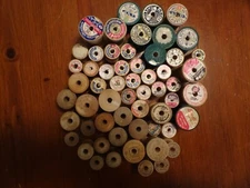 vintage wooden thread spools lot