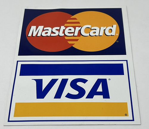 Vintage Visa MasterCard Credit Card Logo Sticker Retail Store Display ...