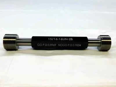 M & J TOOLING LLC NEW 15/16 16 UN 2B THREAD PLUG GAGE .9375 GO NO GO P.D.'S= .8969 & .9034 QUALITY