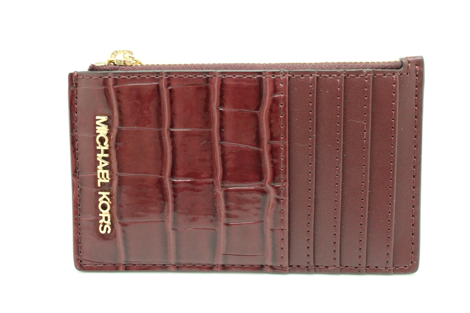 Michael Kors Jet Set Travel Medium Card Case/ ID Card Wallet In Oxblood