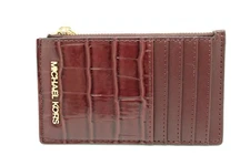 Michael Kors Jet Set Travel Medium Card Case/ ID Card Wallet In Oxblood