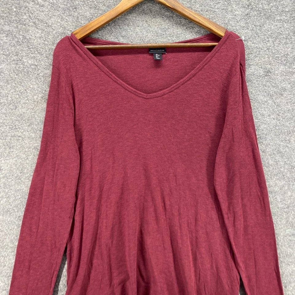 Mercer & Madison Sweater Pullover Women L Large Red V-Neck Cotton Long Sleeve - Image 3 of 4