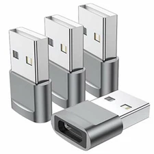 USB C Female to USB Male Adapter 4-Pack,Type C to USB A Charger Cable Adapter,Co