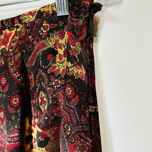 Vintage Silky Paisley Maxi Skirt Brown Red Fall Medium Kathie Lee - Picture 4 of 6